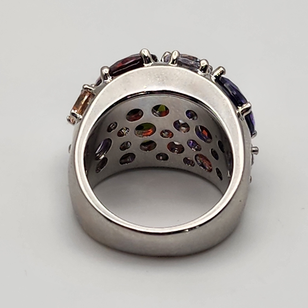 Nataliya V Collister Silver Tone & Muticolored Rhinestone Ring (7) - Picture 9 of 10
